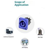 SINGO En gros Prise d'alimentation LED 3 broches à montage sur panneau, plaqué argent bleu, pour écran LED, éclairage de scène, projecteur à tête mobile, truss