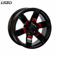 Velg Alloy Off-Road LSZD 17x7.5 6x139.7 Hitam dan Merah untuk Toyota Hilux Tacoma Prado Ranger