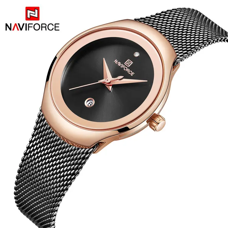 Naviforce 5004 RGB minimalist design Milanese stainless steel watch strap 3ATM waterproof single calendar women's quartz watch