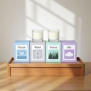 Coffret cadeau de bougies parfumées, bougies d'aromathérapie en cire de soja, senteurs vent d'océan, forêt, ciel, pot en verre, décoration d'intérieur - Product Image 1