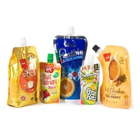 Emballage Doypack en plastique réutilisable imprimé transparent pour jus de fruits congelés, boisson, sachet debout avec bec verseur