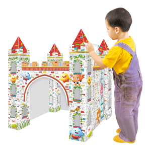 Kindergarten Painting Graffiti <strong>Cardboard</strong> <strong>House</strong> Children's DIY Three-dimensional Castle <strong>Model</strong> Gift Box 6 Toys 1