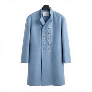 Manteau d'hiver long et épais pour homme, bleu clair, à double boutonnage, coupe-vent et imperméable - Product Image 1
