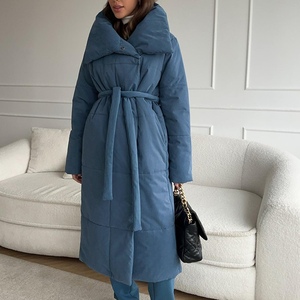 Abrigo Largo de Algodón para Mujer, Cuello Alto, Manga Larga, Corte Holgado, Casual, Cálido, Nueva Colección de Invierno - Product Image 3