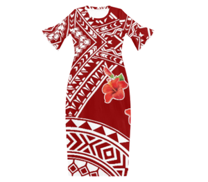 Expédition rapide prix de gros Samoan Lady Dresses Custom Hawaiian Flower Polynesian Print Half Sleeve Big Size Women Party Dress - Product Image 4