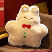 Lebkuchen-Hase Plüschkissen Weihnachts-Sofa Schlafzimmer-Deko Niedliches Hasenförmiges Keks-Stoffkissen für Feiertags-Geburtstagsgeschenk