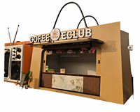 Kiosque à café commercial extérieur préfabriqué, stand de café modulaire personnalisé pour centre commercial et commerce de rue