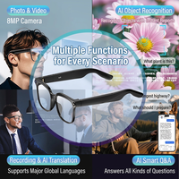Lunettes intelligentes IA avec caméra 8MP, traduction en temps réel, reconnaissance d'objets, commande vocale tactile, charge magnétique