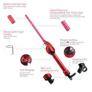 Fer à friser en céramique PTC Heater <span class=keywords><strong>avec</strong></span> <span class=keywords><strong>boucle</strong></span> de suspension pivotante à 360 ° <span class=keywords><strong>avec</strong></span> écran LED - Product Image 5