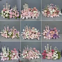 Arrangements floraux artificiels rose pour décoration d'allée de mariage, y compris des guirlandes d'orchidées Dendrobium et des compositions florales artificielles pour cérémonie