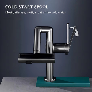 Robinet de lavabo noir à bras mécanique, <span class=keywords><strong>mitigeur</strong></span> d'évier rotatif à 360° avec 4 modes de jet cascade et pluie pour salle de bain - Product Image 4
