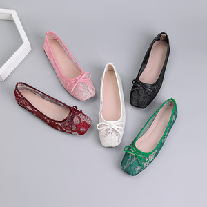 Xuanhui Nouvelle collection printemps <span class=keywords><strong>Mules</strong></span> plates pour <span class=keywords><strong>femme</strong></span> en maille, à bout carré, avec nœud, légères, ajourées, couleur bonbon - Product Image 6