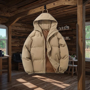 Chaqueta acolchada ligera para mujer, abrigo de invierno a prueba de viento con capucha, moda informal caqui - Product Image 1