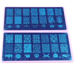 Jinyi Different Design Stamp Image Plate Stamping With Pink Holder Nail Art Diy Image Nail Stamping Plates