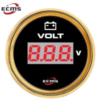 ECMS Voltmeter Tahan Air 52mm Pengukur Volt 12V/24V/16-32V dengan Lampu Latar untuk ATV UTV Mobil Kapal