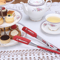 Pinces de service pour desserts 10 pouces en silicone et acier inoxydable avec verrouillage, ustensile de cuisine, outils de cuisson, pinces de service pour barbecue et buffet