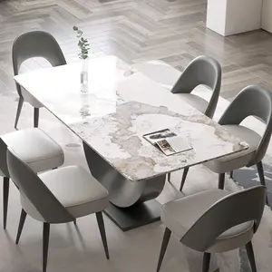 مجموعة رخامية خرسانية من mesa de jantar أثاث غرفة الطعام طاولة منزلية طاولة دائرية من mesas de comedor Muebles