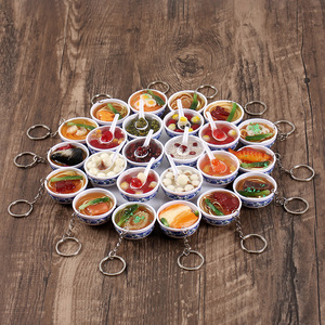 Porte-clés pendentif bol en porcelaine <span class=keywords><strong>bleu</strong></span> et blanc de 4 cm, modèle de jouet miniature de nourriture simulée de style chinois - Product Image 6