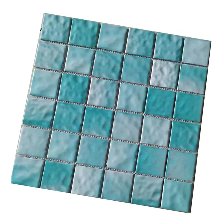 Modern pool ideal inground square turquoise swimming pool green ceramic mosaic tiles