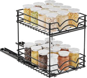 Étagère à épices multifonctionnelle robuste en fer à double niveau de 9 pouces, de type autoportant, pour rangement de cuisine domestique - Product Image 1