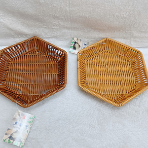 Woven Rattan Fruit <b>Basket</b> Rectangle Reusable Storage Tray For Kitchen Snack Display - Product Image 3