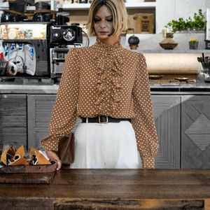 Blusa de Mujer de Manga Larga, Estilo Vintage, Ecológica, con Cuello de Encaje Francés y Botones, para Primavera - Product Image 2