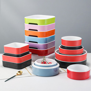 Melamine Square <b>Plates</b> With White Interior For Snacks And Cold Dishes Commercial Use Stackable Design - Product Image 2