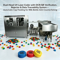 Machine de marquage laser UV à double tête à alimentation automatique rapide + lecture QR/code-barres, détection visuelle et rejet automatique