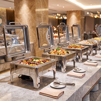 Réchaud de buffet carré en acier inoxydable pour table, chauffe-plats électrique/à alcool pour restaurant et cantine