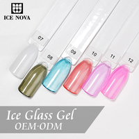 ICE NOVA ICE Glass Gel Polish Série Adhésive Entièrement Transparente Couleurs Claires Adaptées au Printemps Sans HEMA/TPO/HPMA Végétalien Biologique