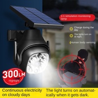 Lampe Solaire de Jardin 5W Extérieure Étanche IP65 à LED, Design Caméra, 6500K Lumière du Jour, Détecteur de Mouvement, Simulation Moniteur, en ABS