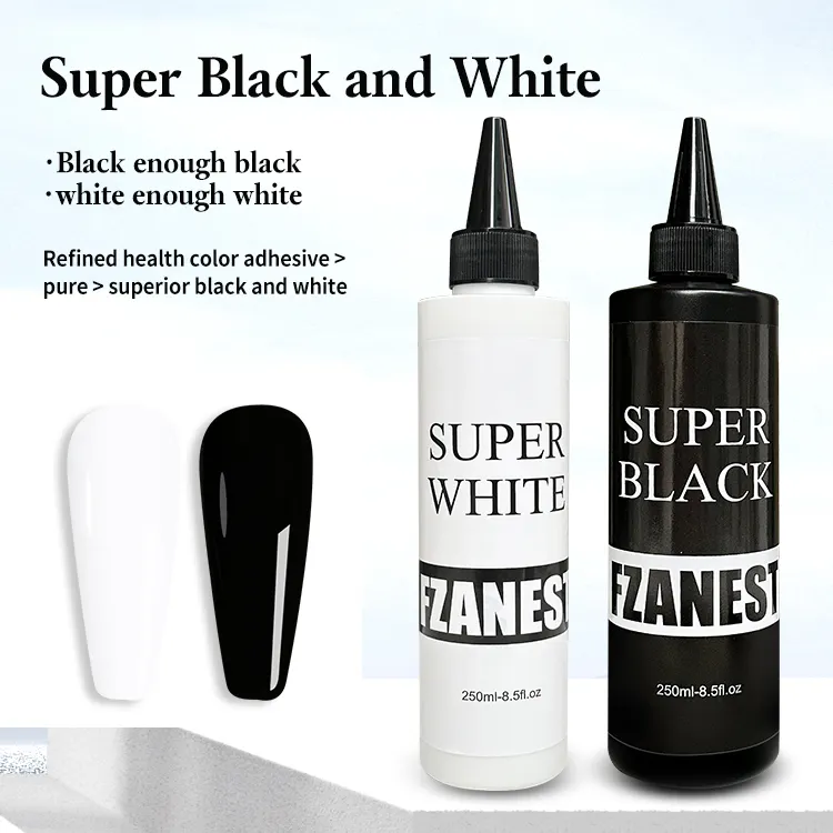 FZANEST 2023 Bulk Low Moq Super White Super Black Gel Nail Polish Colour Uv Gel Nail Polish