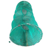 Piège à crabes pliable en maille verte de grande taille 70x140cm avec ressort hélicoïdal, pour la pêche au morue noir en Alaska, avec des pots à appâts