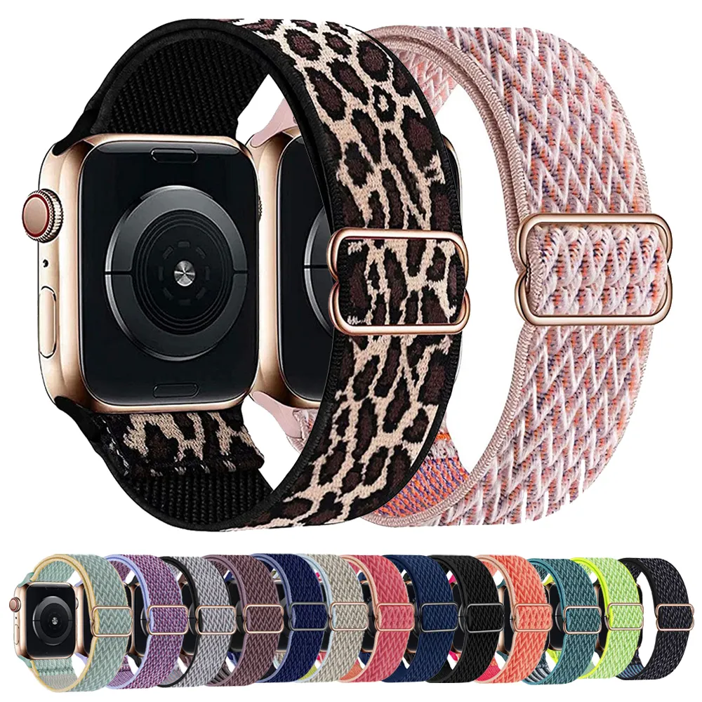 Solo Nylon Strap Voor Apple Horloge Band 38Mm 42Mm Verstelbare Elastische Lus Chouchou Armband 41Mm 45Mm correa Iwatch 7 6 5 4 3