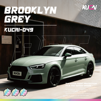 KUCAI 1.52*17m Vinyl Pembungkus Mobil Bebas Gelembung Udara PET Brooklyn Grey, Stiker Vinyl untuk Dekorasi Mobil
