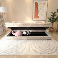 Canapé-lit nuage style nordique crème avec rangement, convertible en tissu, multifonctionnel, moderne et minimaliste pour petit appartement