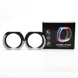 3inch" RGBW 12V L-shaped Multicolor Front <b>Light</b> <b>Led</b> Angel Eyes halo Rings Headlights Decorate Shroud Cover for <b>Projector</b> Lens - Product Image 4