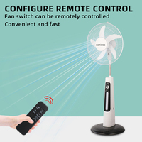 Ventilateur sur pied multifonctionnel alimenté par énergie solaire de 16 pouces AC DC Rechargeable 20W Panneau solaire LED Télécommande de chargement de téléphone