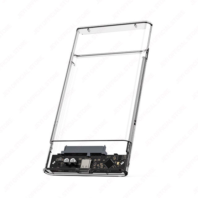 JEYI Factory 2.5" External HDD Enclosure USB 3.1 6Gbps SATA 3.1 UASP+TRIM Support Plastic Transparent JMS580B 7mm/9.5mm HDD FCC