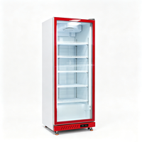 Congélateur vertical à température unique pour boissons, porte vitrée, refroidisseur commercial à une porte, dégivrage automatique, réfrigération ventilée