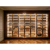 Humidor à double porte en verre avec étagères en cèdre espagnol, vitrine à cigares très vendue