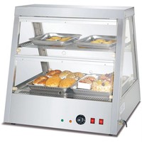 Vitrine chauffante commerciale à 2 niveaux et 6 bacs avec circulation d'air chaud pour boulangerie et restauration rapide