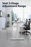 Bureau de direction ergonomique et durable en L, autoportant, avec double moteur dissimulé, réglable en hauteur, à poutre transversale droite, grand format