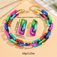 Collier ras-du-cou épais en acrylique plaqué UV, maillons carrés colorés, fermoir à boucle, bijoux fantaisie pour femme, cadeau tendance, usage quotidien