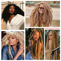 Amygirl En gros Cheveux synthétiques pré-étirés Marley Twist Braid Hair 18 pouces Afro Kinky en vrac, volumineux, sans nœuds, double trame machine