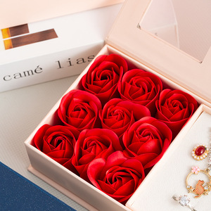 Confezione regalo rosa di san valentino finestra aperta copertura del cielo e della terra 9 scatola di fiori di sapone anello pendente scatola di gioielli orecchino - Product Image 2