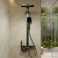 Douche en laiton gris canon avec affichage numérique, ambiance intelligente, touches de piano, robinet en céramique, pluie douce, robinets pressurisés, massage