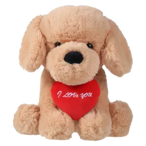 Valentine Plush Dog With Heart Custom Design OEM Stuffed Animals For Valentines Day