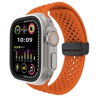 Für Apple Watch Ultra Generation SE Atmungsaktives Silikonarmband mit Magnetverschluss