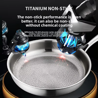 Wajan Goreng Titanium Bersertifikat Keamanan Pangan, Permukaan Anti Lengket Fisik Tanpa Minyak, Tanpa Lapisan, Paduan Titanium, Wajan Steak Datar Tanpa Tutup